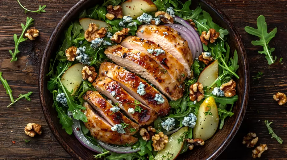 Вкусный и необычный: салат с курицей, грушей и голубым сыром на Новый год