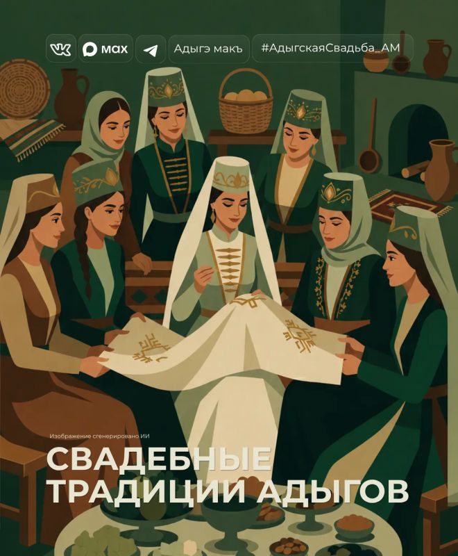 «Дынхэу маф» — так называется послесвадебный ритуал приобщения адыгской невесты к шитью