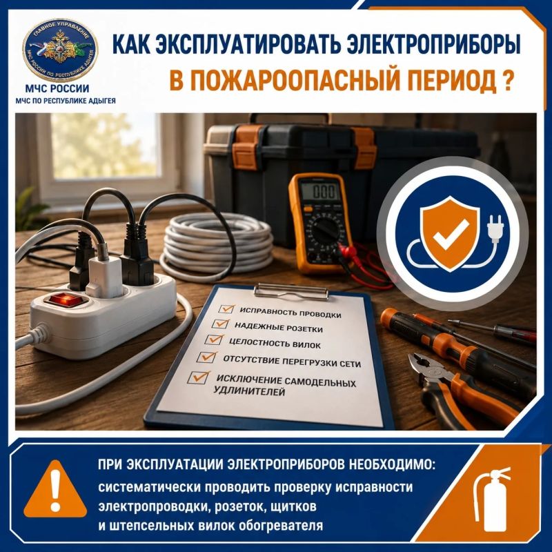 МЧС России напоминает правила безопасного использования электроприборов: