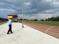 В селе Красногвардейском началась установка современной спортплощадки