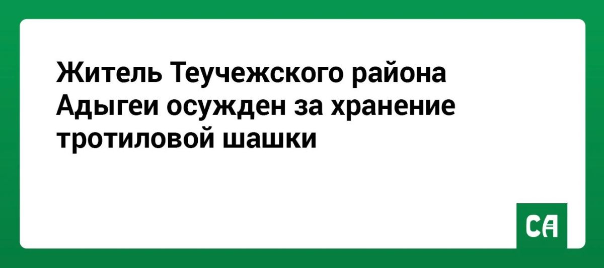 Житель Теучежского района Адыгеи осужден за хранение тротиловой шашки