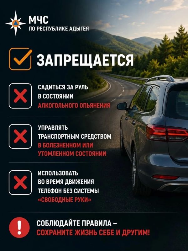 Отдых на машине? Советы от МЧС России по Республике Адыгея, чтобы не омрачать отпуск! Отдых на машине? Советы от МЧС России по Республике Адыгея, чтобы не омрачать отпуск!